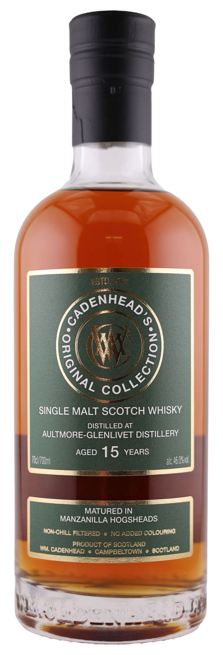 A Bottle of AULTMORE-GLENLIVET 15YO 46% NO BACKGROUND