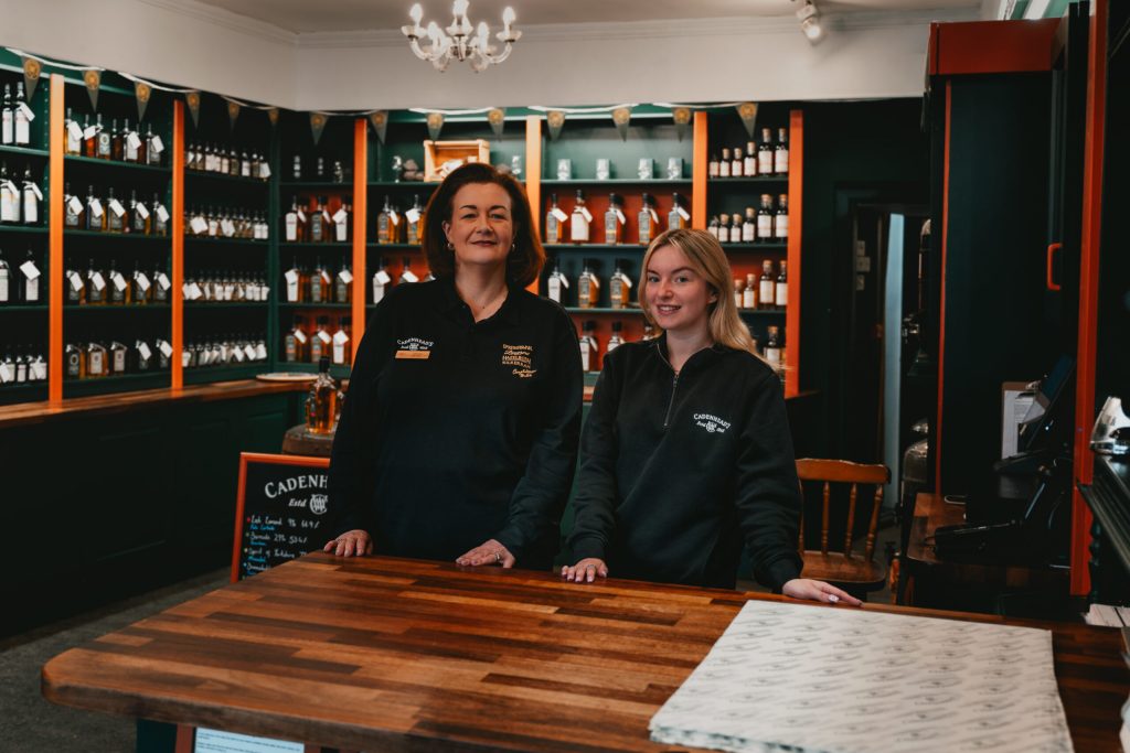 The team behind the counter at the Cadenhead's shop in Campbeltown