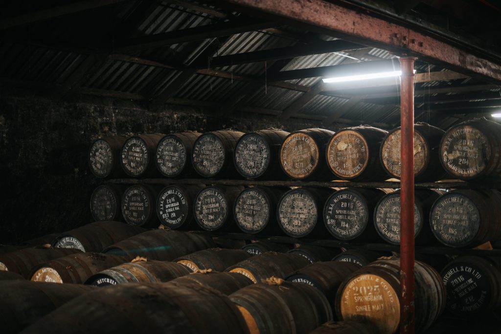 Casks maturing in the Cadenhead's warehouse in Campbeltown